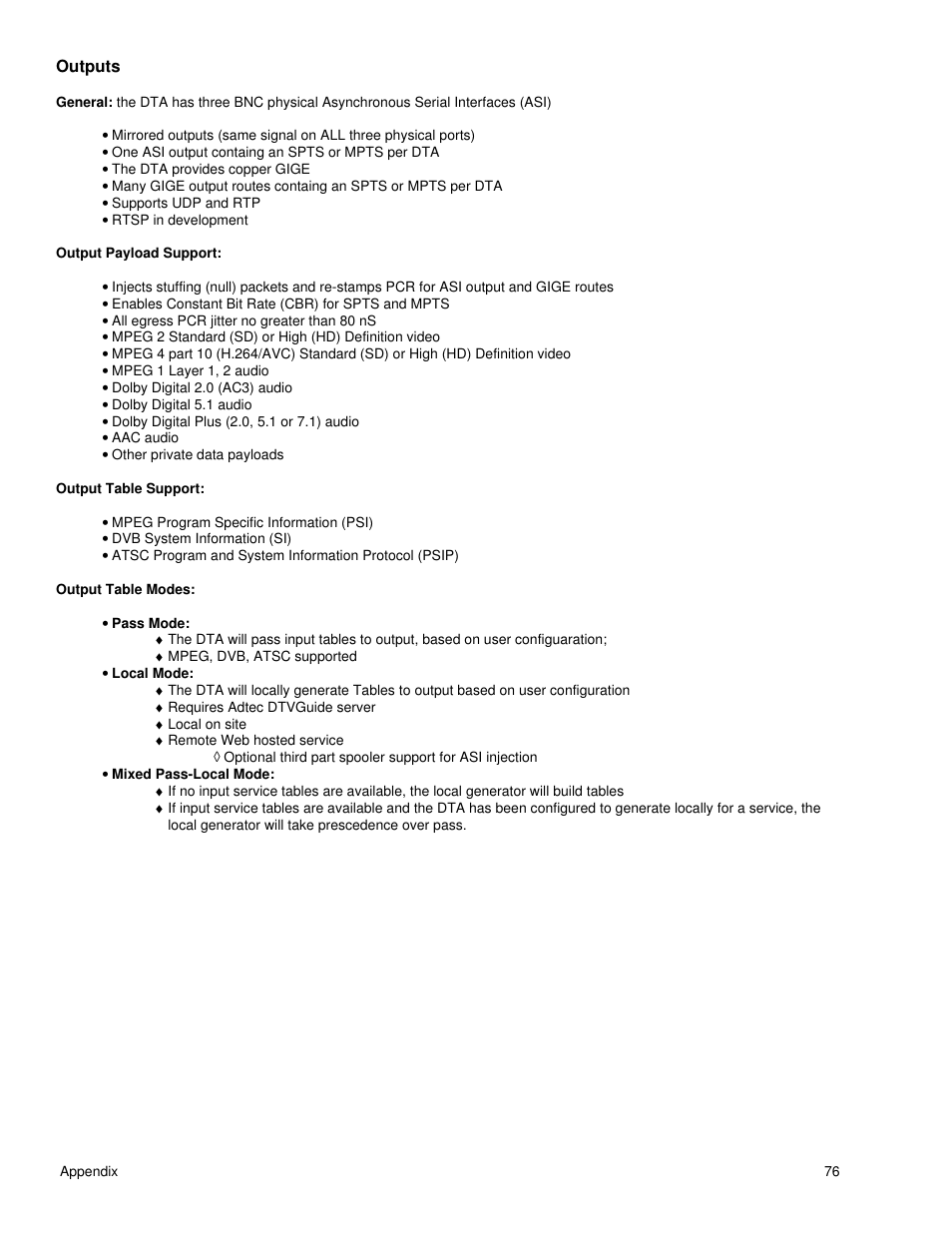 Outputs | Adtec digital DTA-3050 (version 6.02.14) Manual User Manual | Page 87 / 94