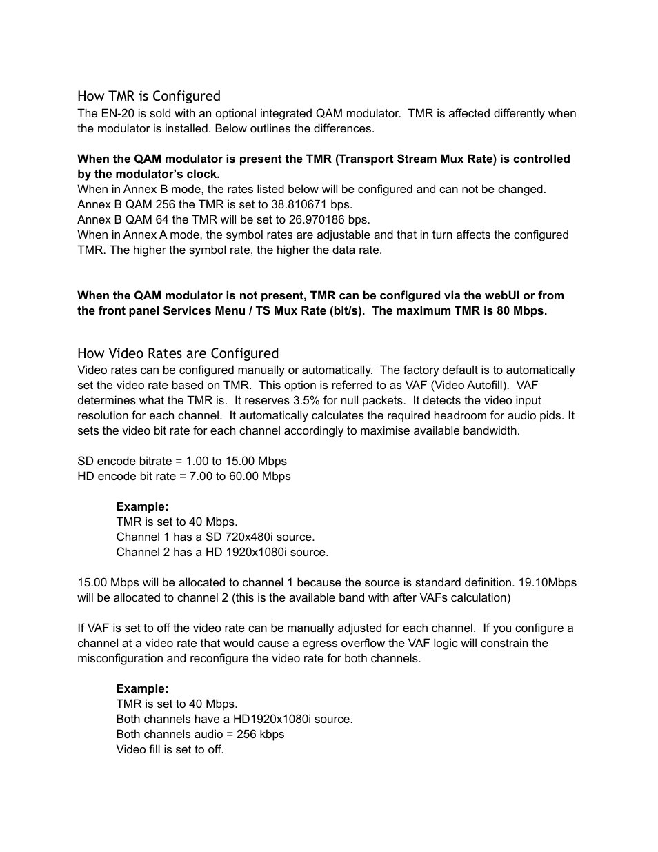 Configured, Video, Rates | Adtec digital EN-20 (version 2.03.06) Manual User Manual | Page 39 / 63