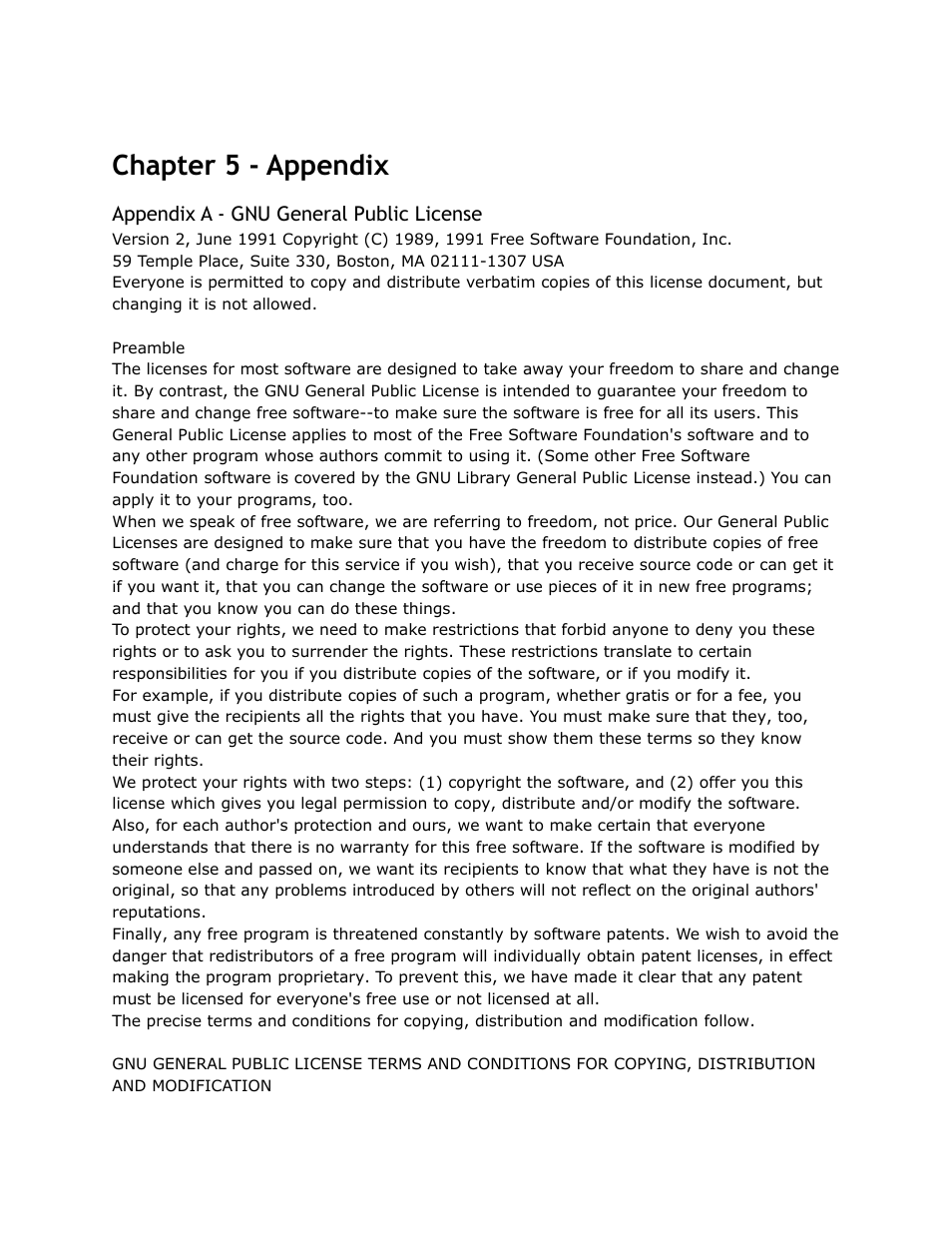 Chapter, Appendix, General | Public, License, Chapter 5 - appendix | Adtec digital EN-20 (version 2.03.06) Manual User Manual | Page 44 / 63