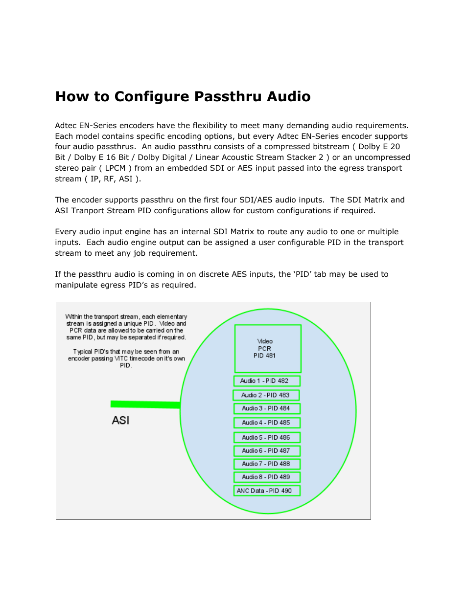 How to configure passthru audio, Configure, Passthru | Audio | Adtec digital EN-91 / EN-91P (version 1.02.29) Manual User Manual | Page 45 / 67