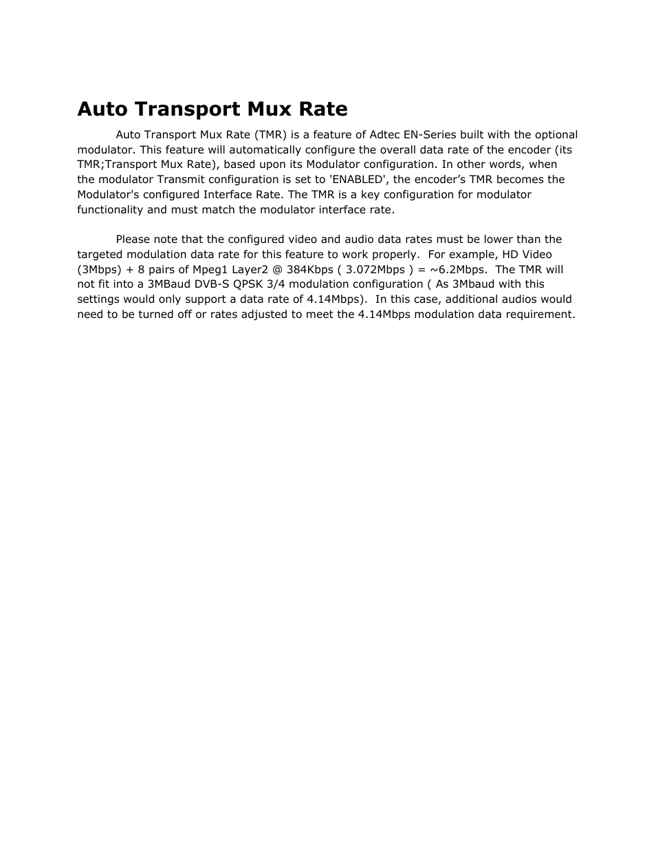 Auto transport mux rate, Auto, Transport | Rate | Adtec digital EN-91 / EN-91P (version 1.02.29) Manual User Manual | Page 48 / 67