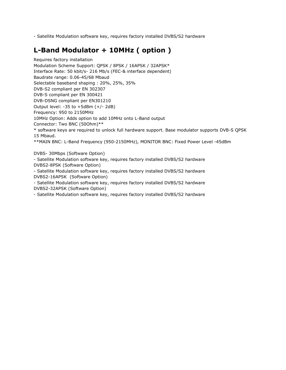 L-band modulator + 10mhz ( option ), L - band, Modulator | Option | Adtec digital EN-91 / EN-91P (version 1.02.29) Manual User Manual | Page 65 / 67