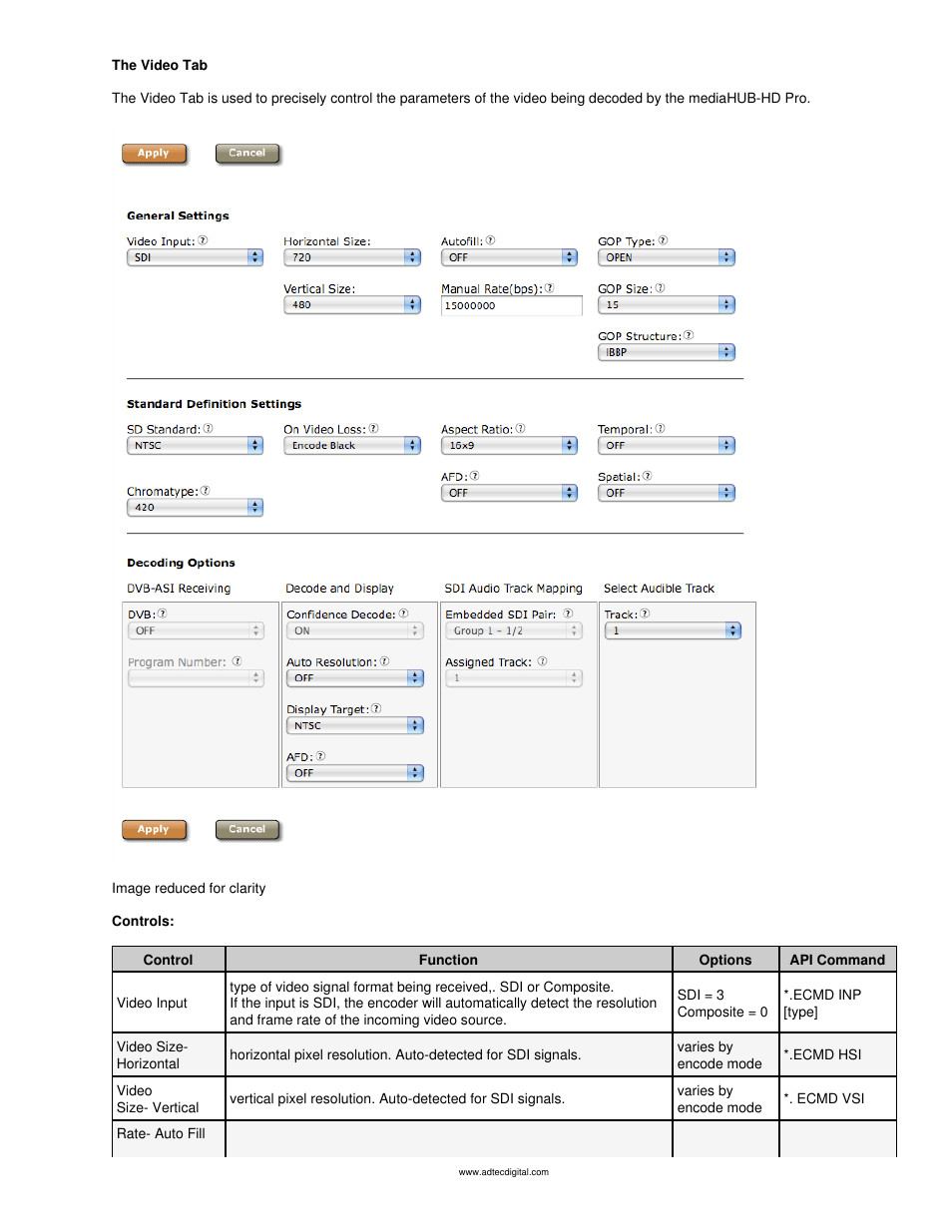 The video tab | Adtec digital mediaHUB-HD Pro (version 03.07.19) Manual User Manual | Page 47 / 98