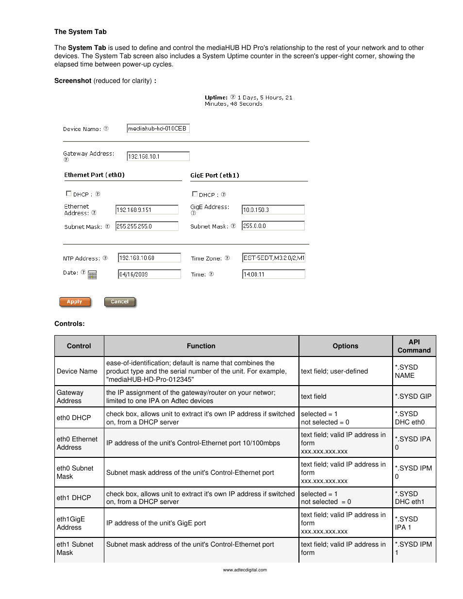The system tab | Adtec digital mediaHUB-HD Pro (version 03.07.19) Manual User Manual | Page 64 / 98
