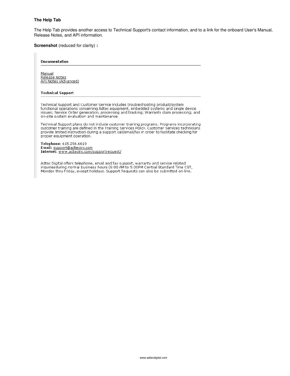 The help tab | Adtec digital mediaHUB-HD Pro (version 03.07.19) Manual User Manual | Page 69 / 98