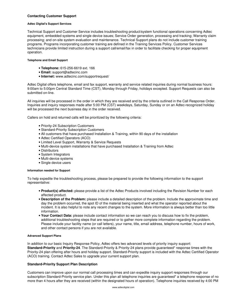 Contacting customer support | Adtec digital mediaHUB-HD Pro (version 03.07.19) Manual User Manual | Page 70 / 98