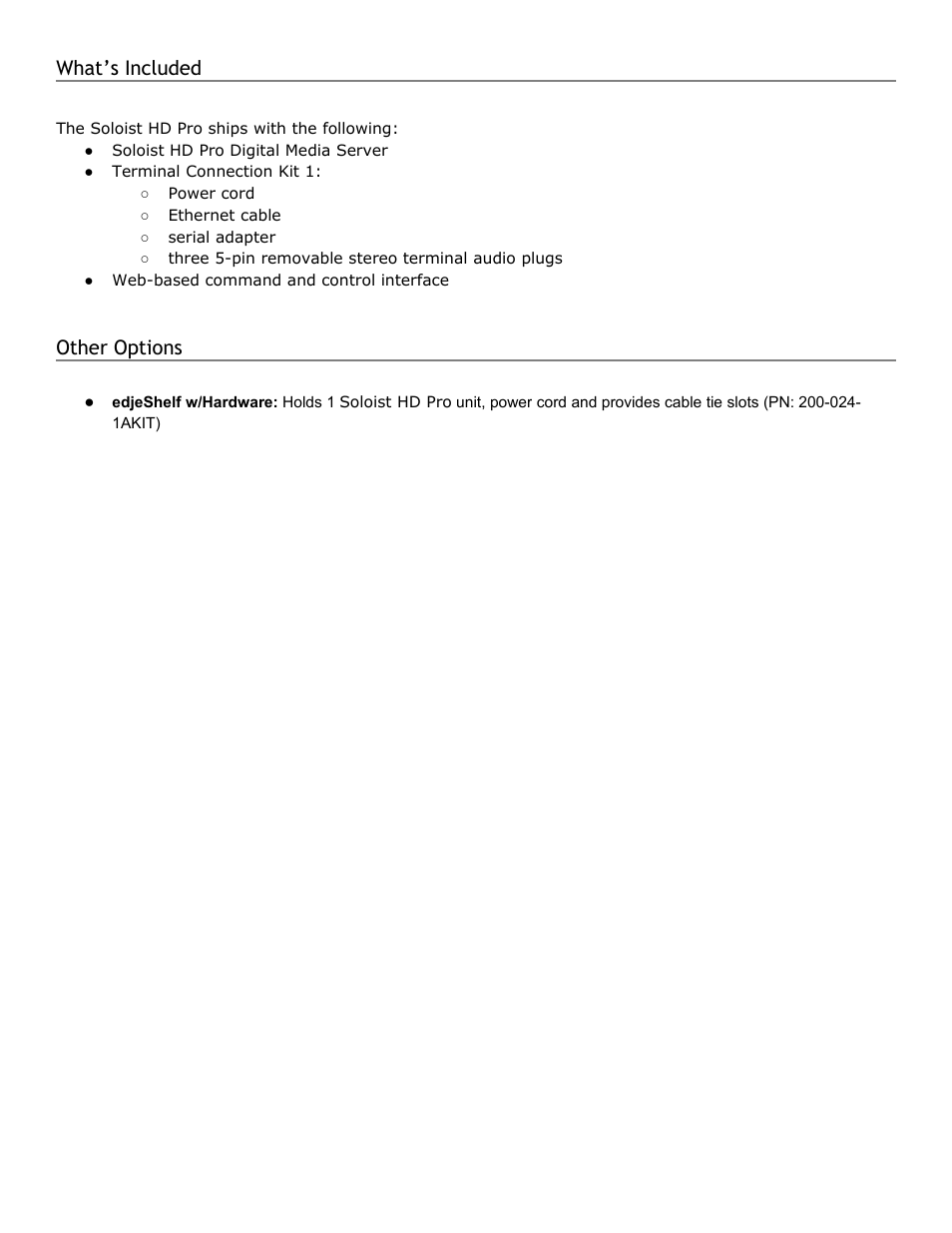 What’s included, Other options, What | S included, Other, Options | Adtec digital Soloist-HD Pro (version 02.07.09) Manual User Manual | Page 10 / 77