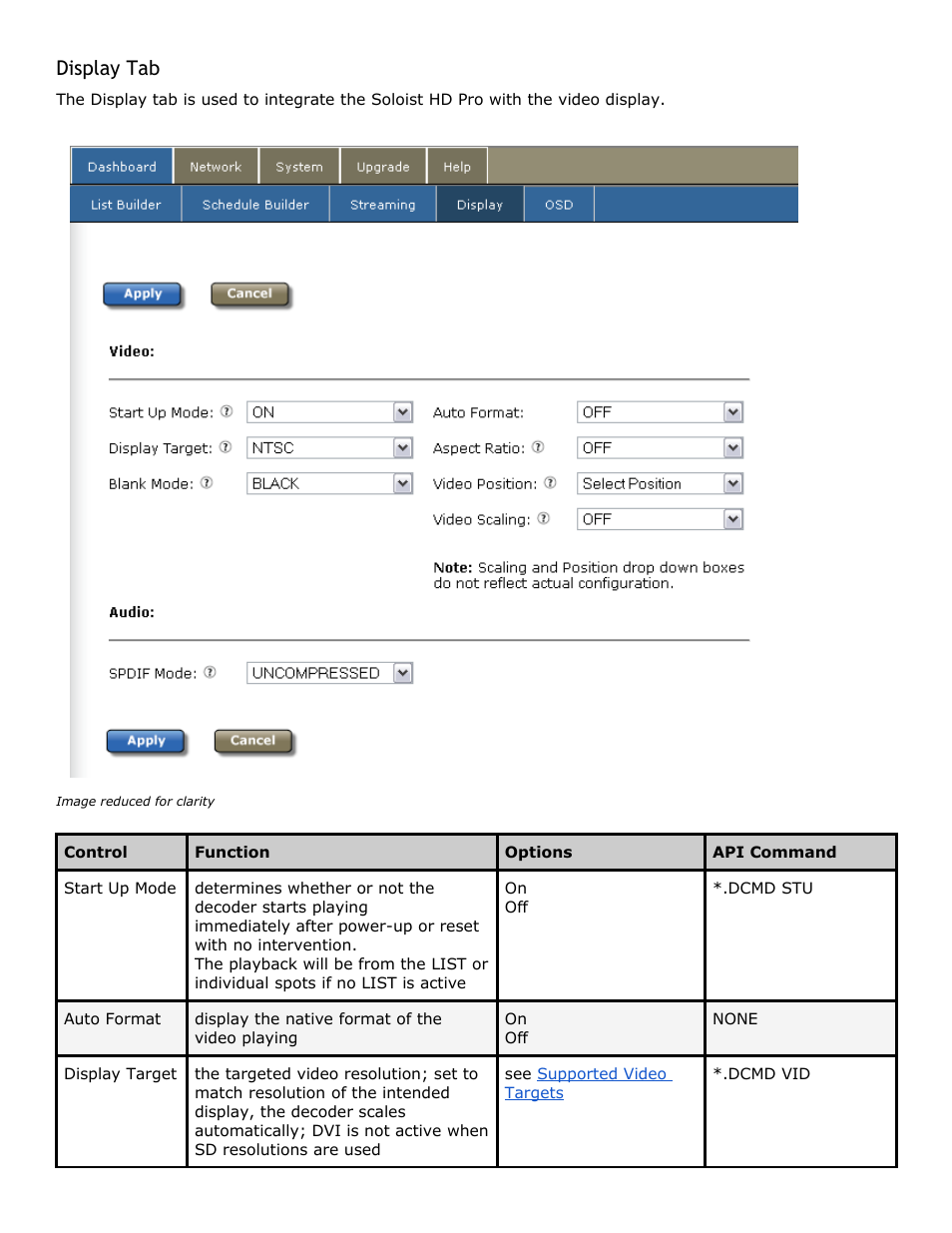 Display tab, Display | Adtec digital Soloist-HD Pro (version 02.07.09) Manual User Manual | Page 30 / 77