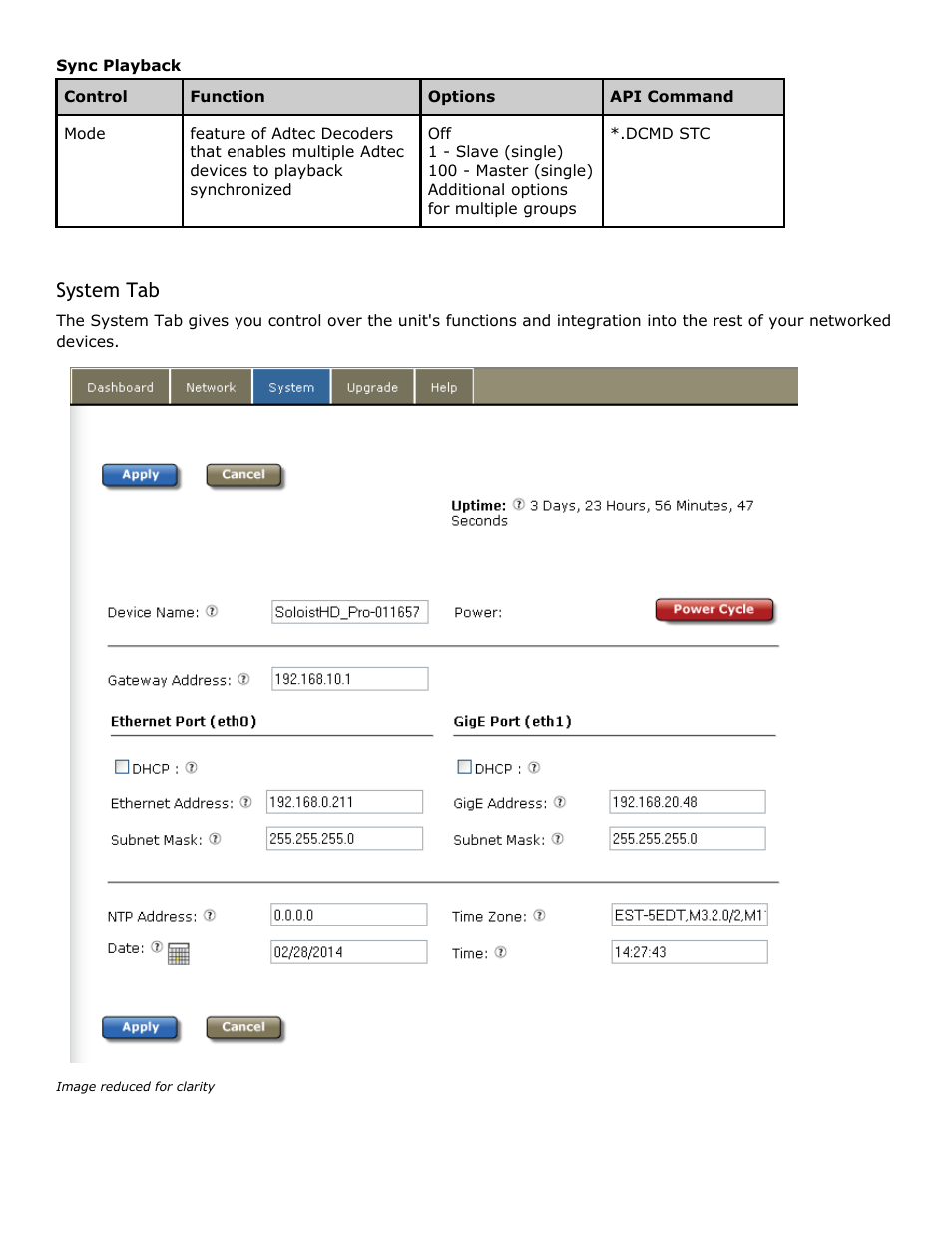System tab, System | Adtec digital Soloist-HD Pro (version 02.07.09) Manual User Manual | Page 35 / 77