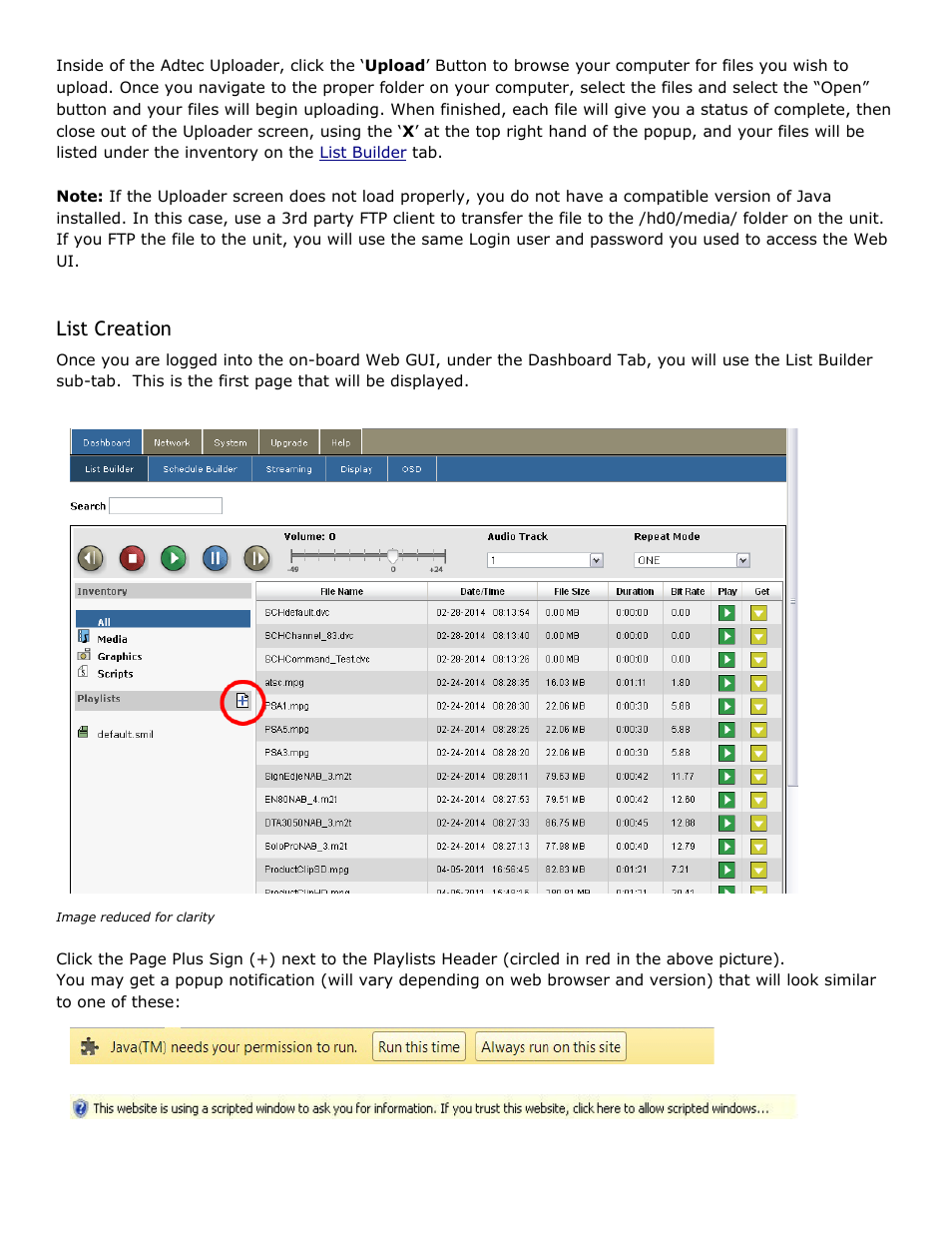 List creation, List, Creation | Adtec digital Soloist-HD Pro (version 02.07.09) Manual User Manual | Page 44 / 77