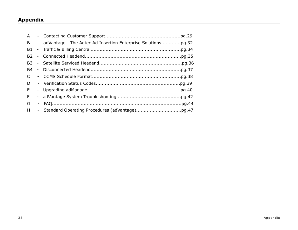 Appendix | Adtec digital TBGS w/adManage User Manual | Page 30 / 50