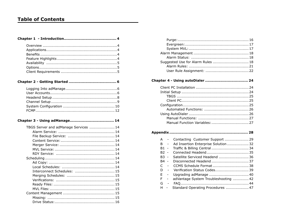 Adtec digital TBGS w/adManage User Manual | Page 4 / 50