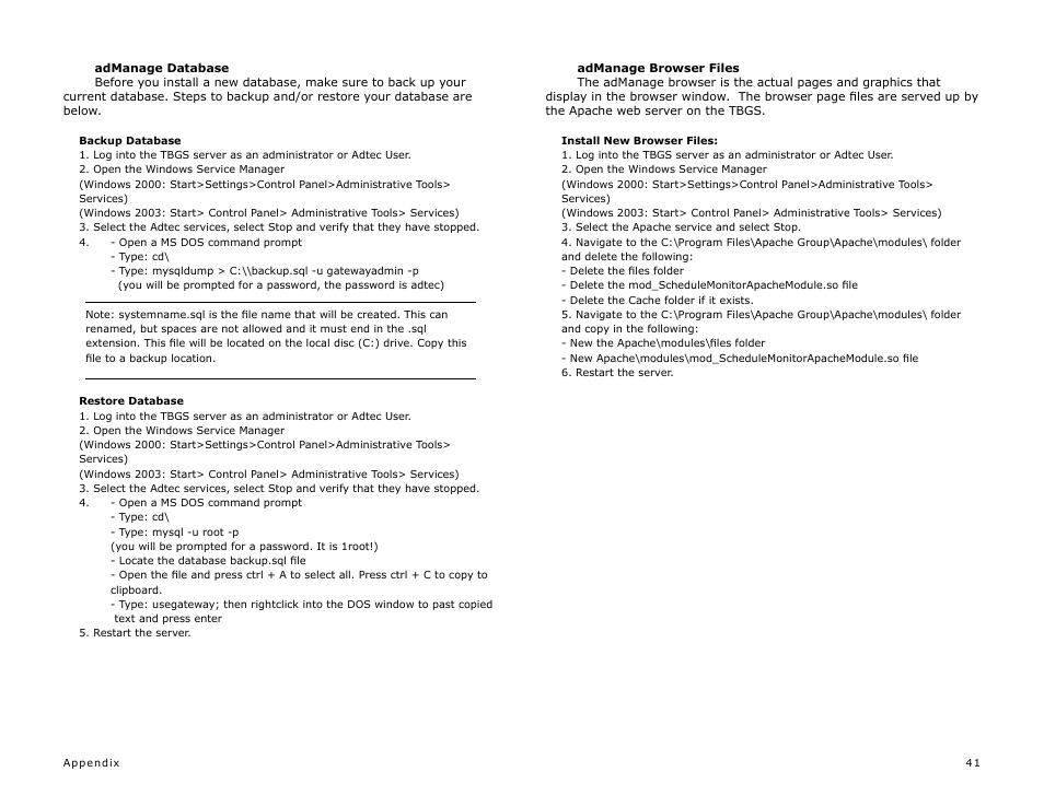 Adtec digital TBGS w/adManage User Manual | Page 43 / 50