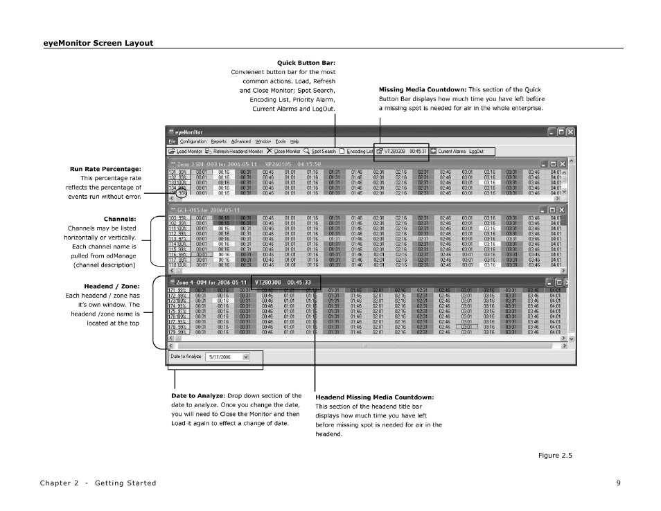 Eyemonitor screen layout | Adtec digital eyeMonitor User Manual | Page 11 / 42