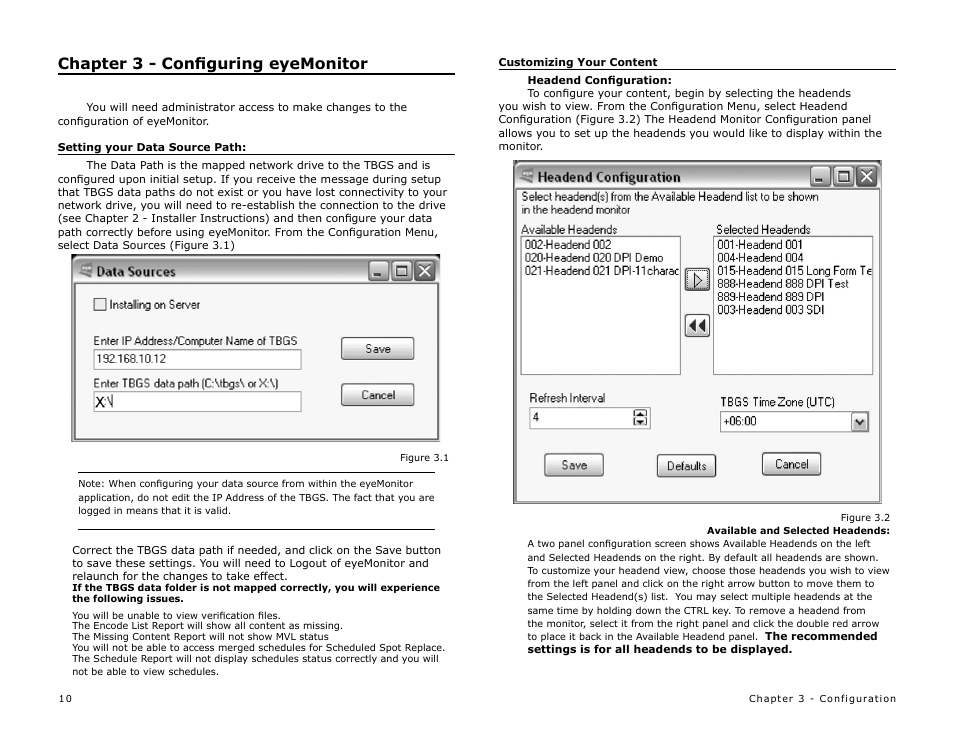 Chapter 3 - configuring eyemonitor, Setting your data source path, Customizing your content | Headend configuration, Chapter 3 - conﬁguring eyemonitor | Adtec digital eyeMonitor User Manual | Page 12 / 42