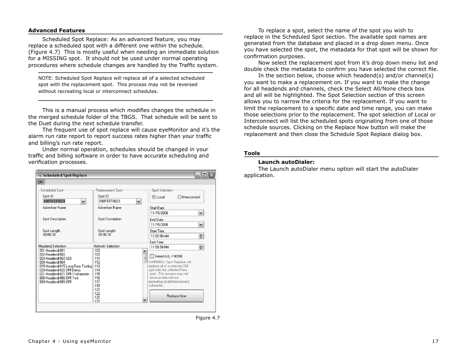 Advanced features, Tools, Launch autodialer | Adtec digital eyeMonitor User Manual | Page 19 / 42
