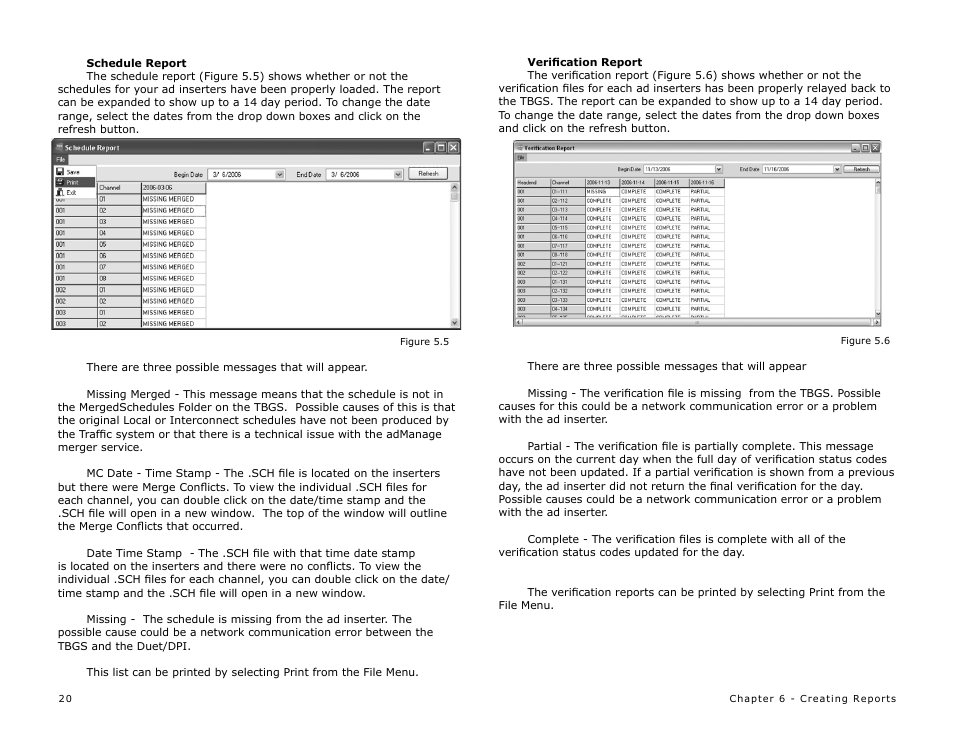 Schedule report, Verification report | Adtec digital eyeMonitor User Manual | Page 22 / 42