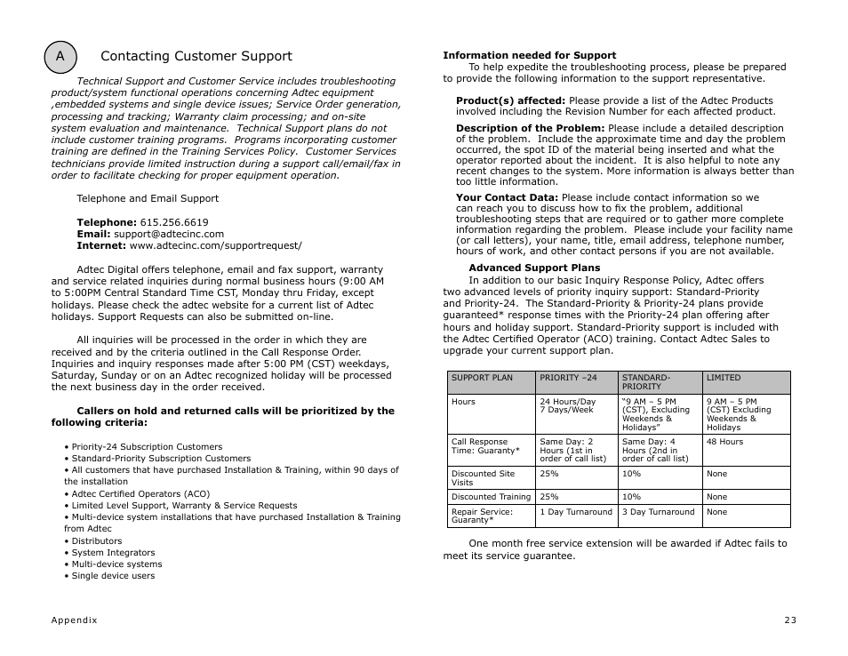 A contacting customer support | Adtec digital eyeMonitor User Manual | Page 25 / 42