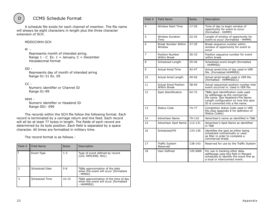 D ccms schedule format | Adtec digital eyeMonitor User Manual | Page 34 / 42