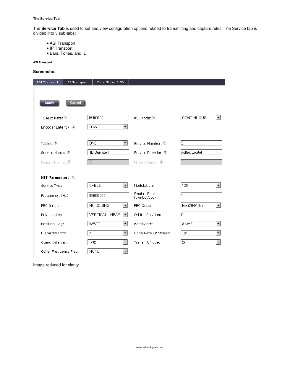 Service tab | Adtec digital mediaHUB-HD 422 (version 1.01.10_M_2) Manual User Manual | Page 43 / 104