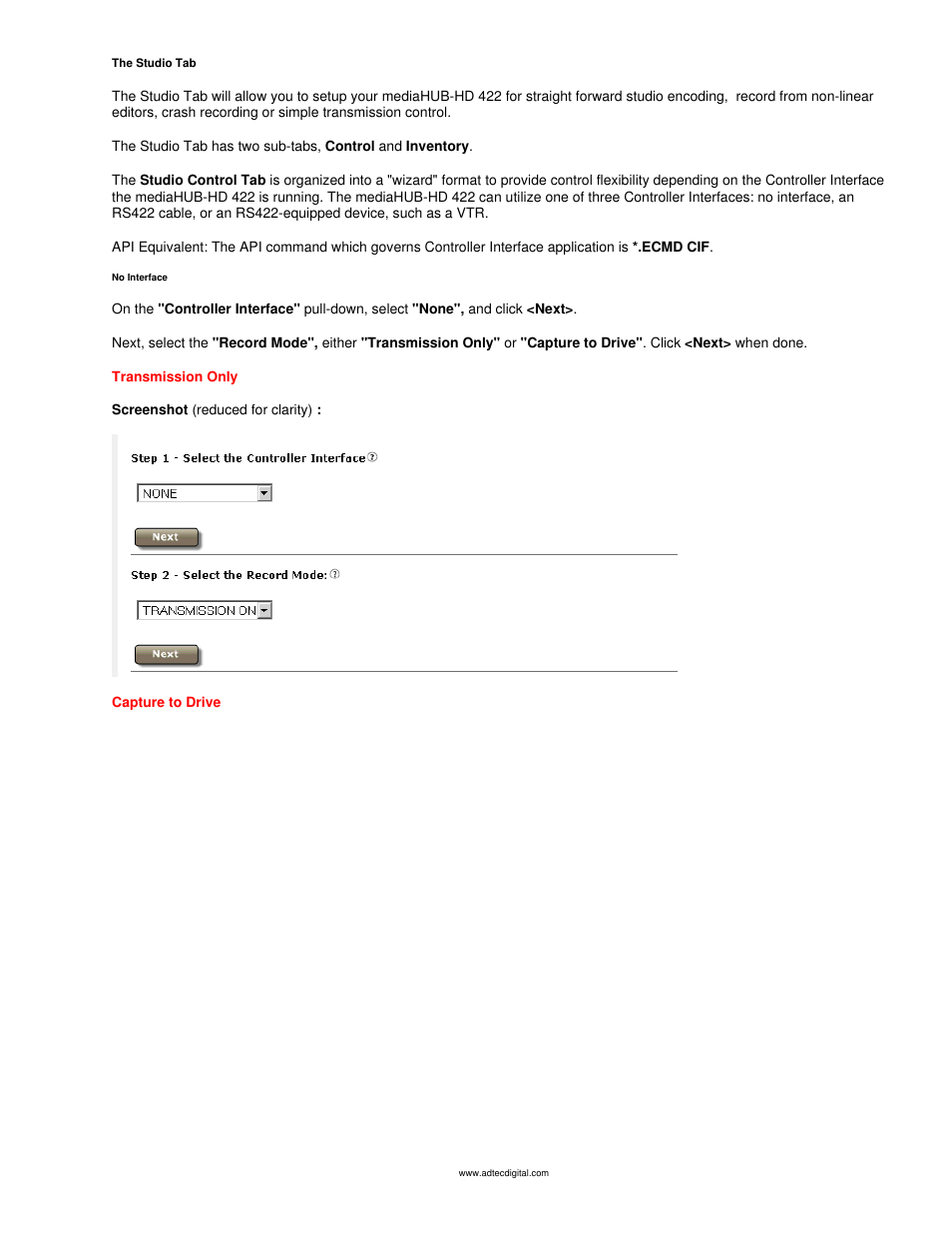 Studio tab | Adtec digital mediaHUB-HD 422 (version 1.01.10_M_2) Manual User Manual | Page 71 / 104
