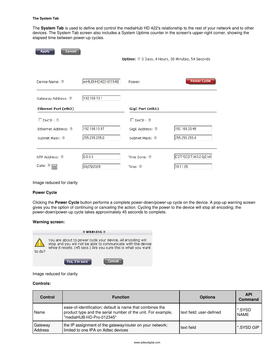 System tab | Adtec digital mediaHUB-HD 422 (version 1.01.10_M_2) Manual User Manual | Page 77 / 104
