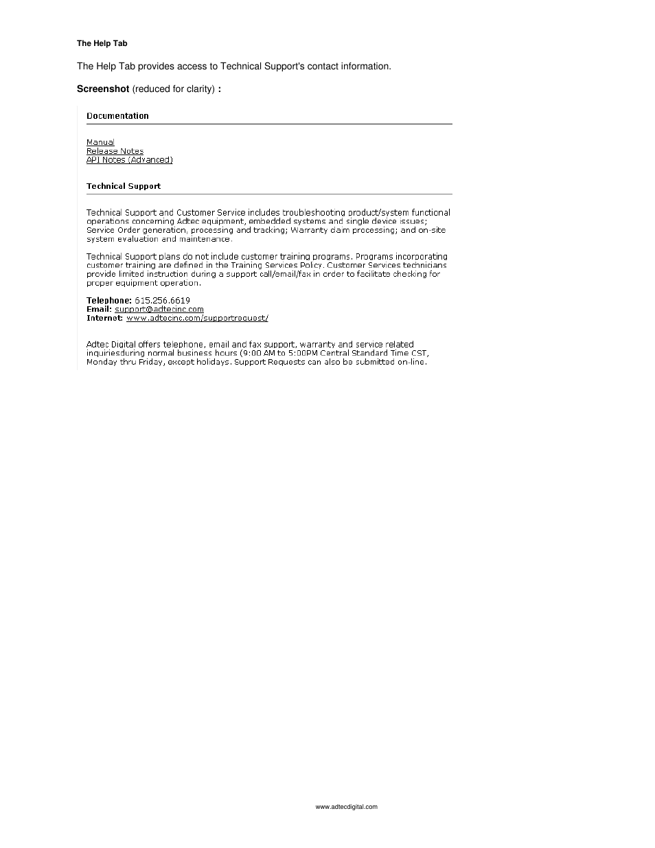 Help tab | Adtec digital mediaHUB-HD 422 (version 1.01.10_M_2) Manual User Manual | Page 81 / 104