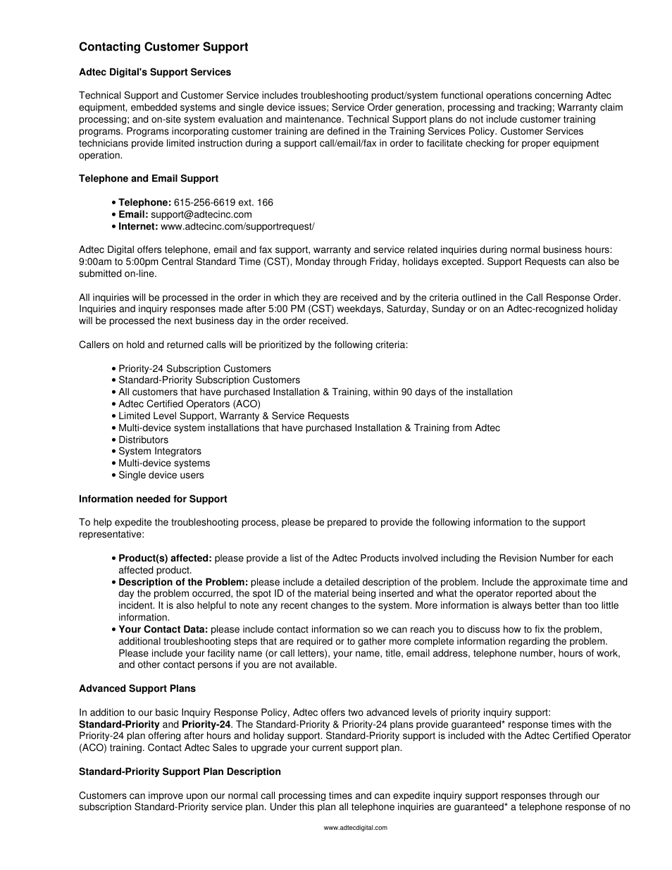 Contacting customer support | Adtec digital mediaHUB-HD 422 (version 1.01.10_M_2) Manual User Manual | Page 87 / 104
