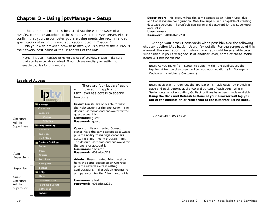 Chapter 3 - using iptvmanage - setup | Adtec digital MAS & iptvManage User Manual | Page 12 / 44
