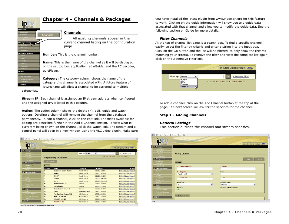 Chapter 4 - channels & packages | Adtec digital MAS & iptvManage User Manual | Page 22 / 44