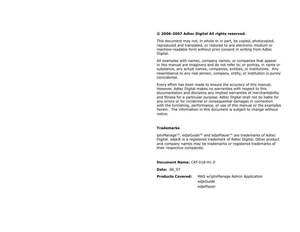 Adtec digital MAS & iptvManage User Manual | Page 3 / 44