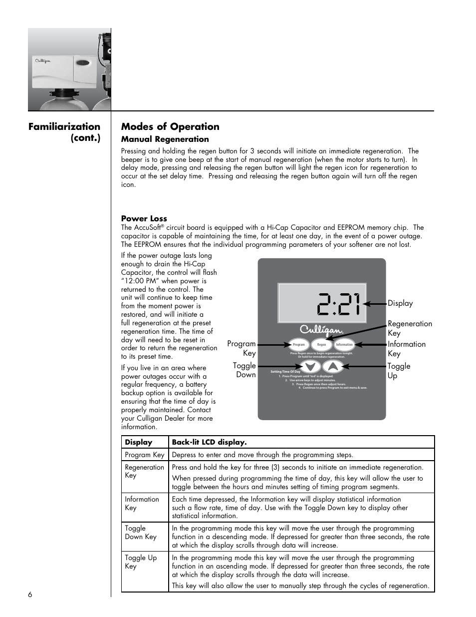 Familiarization (cont.) modes of operation | Culligan Iron-Cleer Plus User Manual | Page 10 / 25