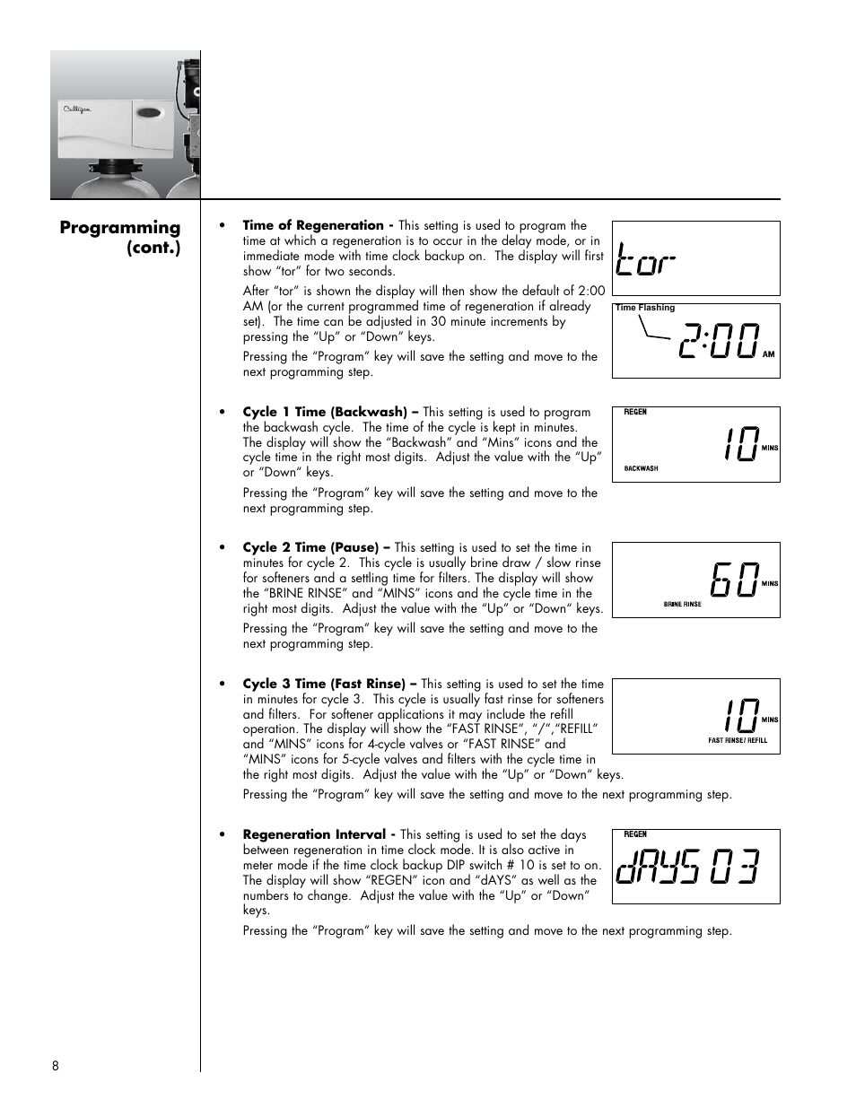 Programming (cont.) | Culligan Iron-Cleer Plus User Manual | Page 12 / 25