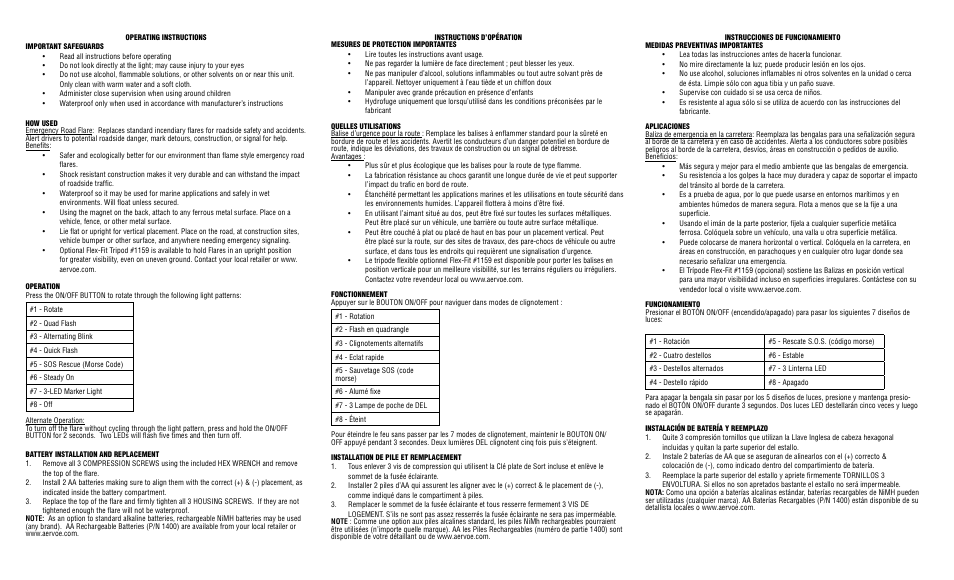 Aervoe LED Road Flare User Manual | 2 pages