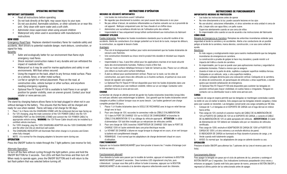 Aervoe 1160 Amber LEDs User Manual | 2 pages