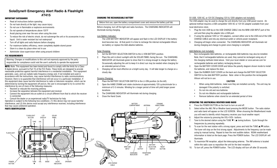 Aervoe Emergency Alert Radio User Manual | 2 pages