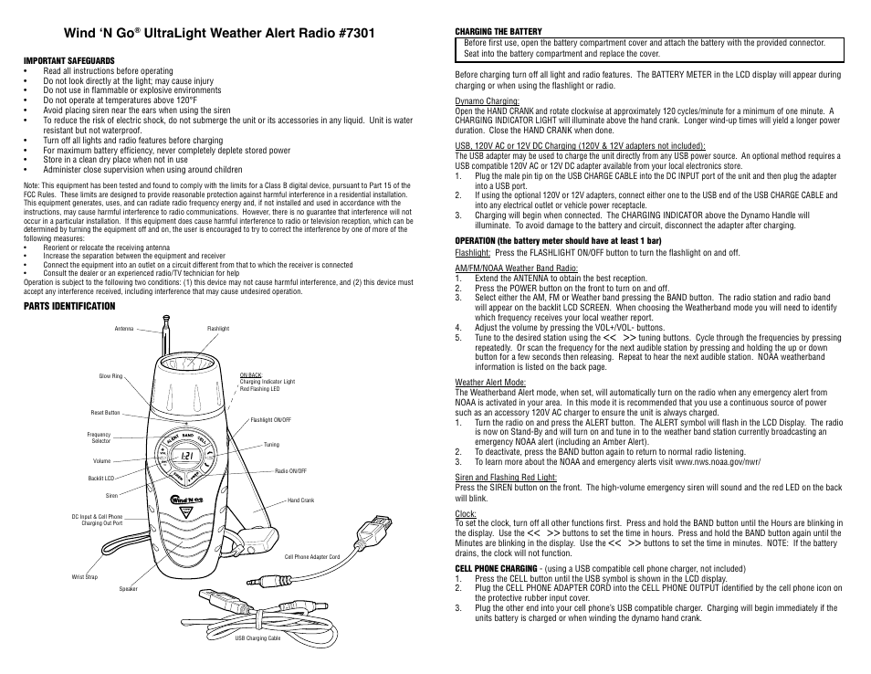 Aervoe Ultralight Weather Alert Radio User Manual | 2 pages