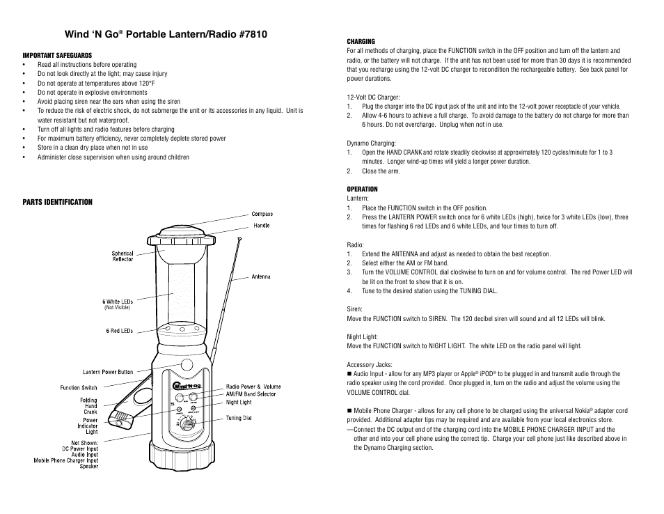 Aervoe Wind‘N Go Portable Lantern User Manual | 2 pages