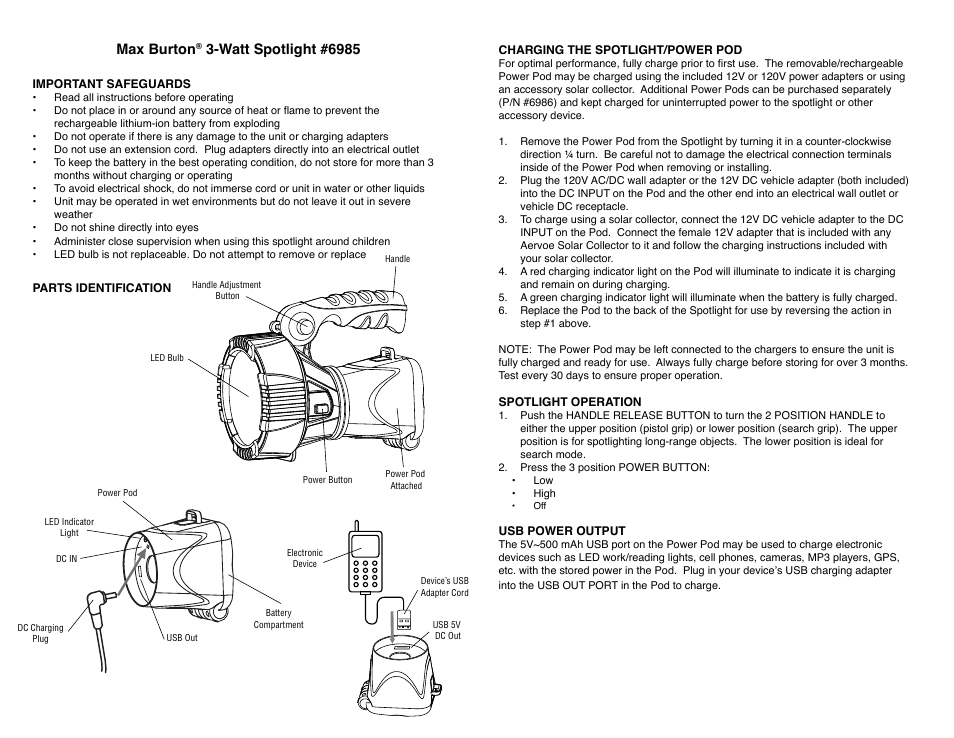 Aervoe 3-Watt Spotlight User Manual | 2 pages