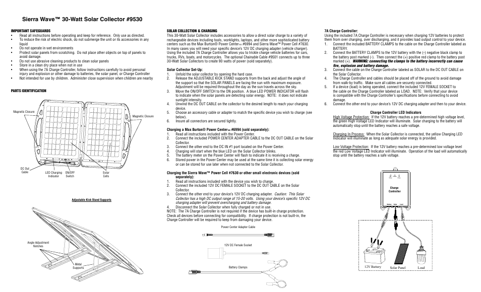 Aervoe 30-Watt Solar Collector User Manual | 2 pages