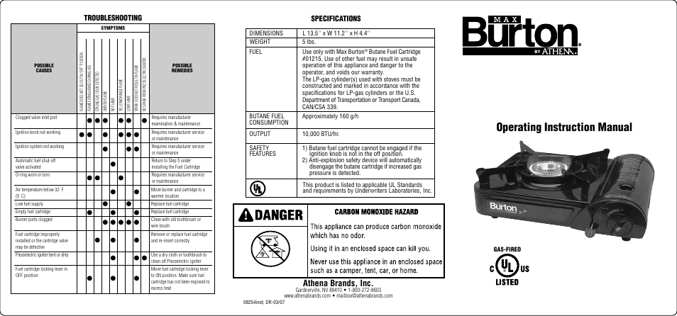 Aervoe Mr. Max Table Top Burner User Manual | 2 pages