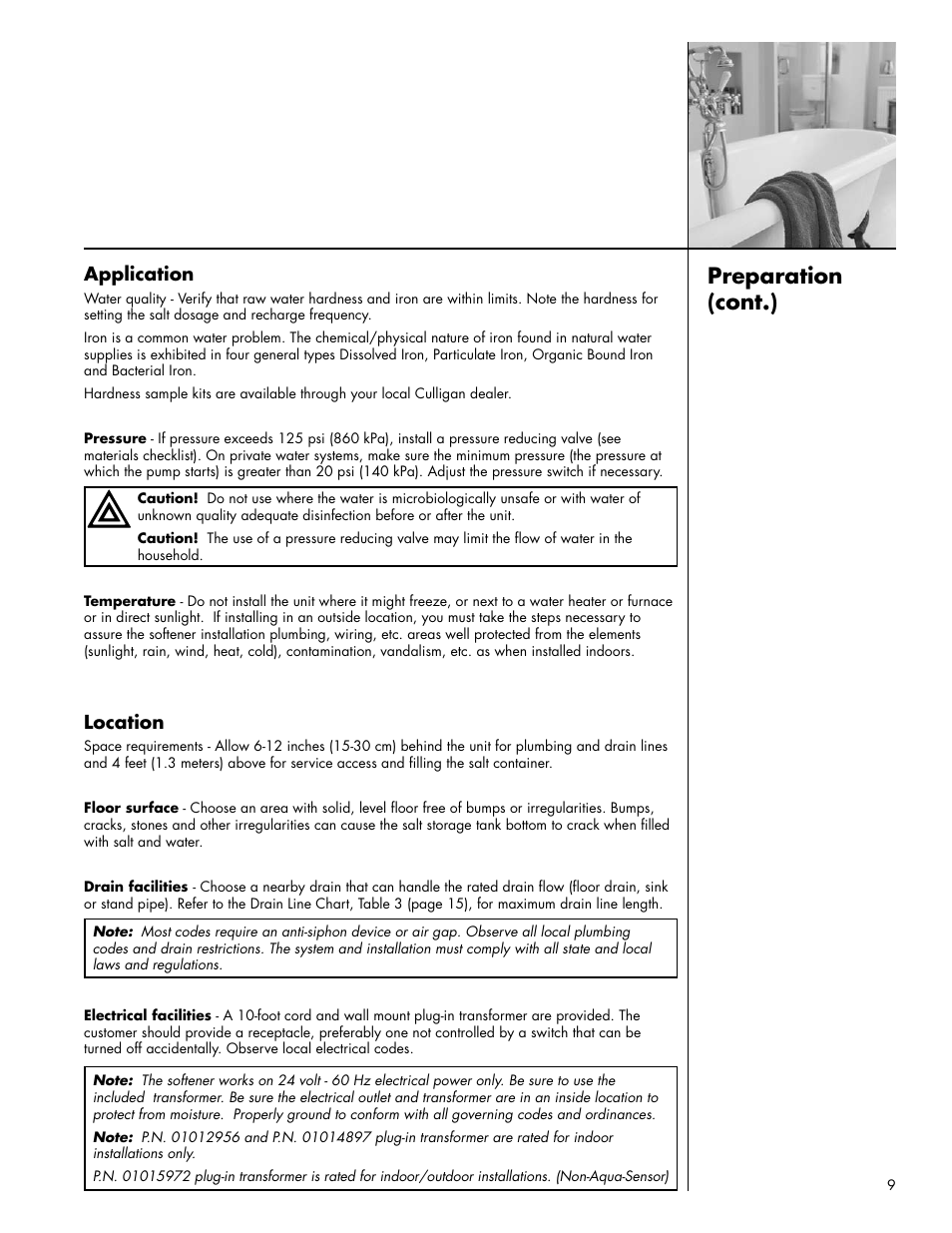 Preparation (cont.) | Culligan Platinum Plus Series User Manual | Page 13 / 60