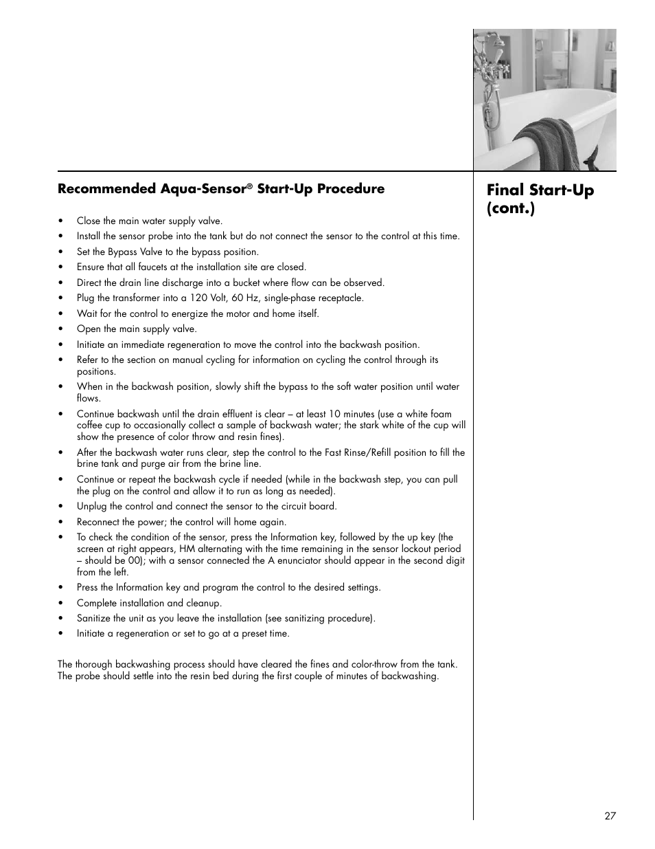Final start-up (cont.) | Culligan Platinum Plus Series User Manual | Page 31 / 60