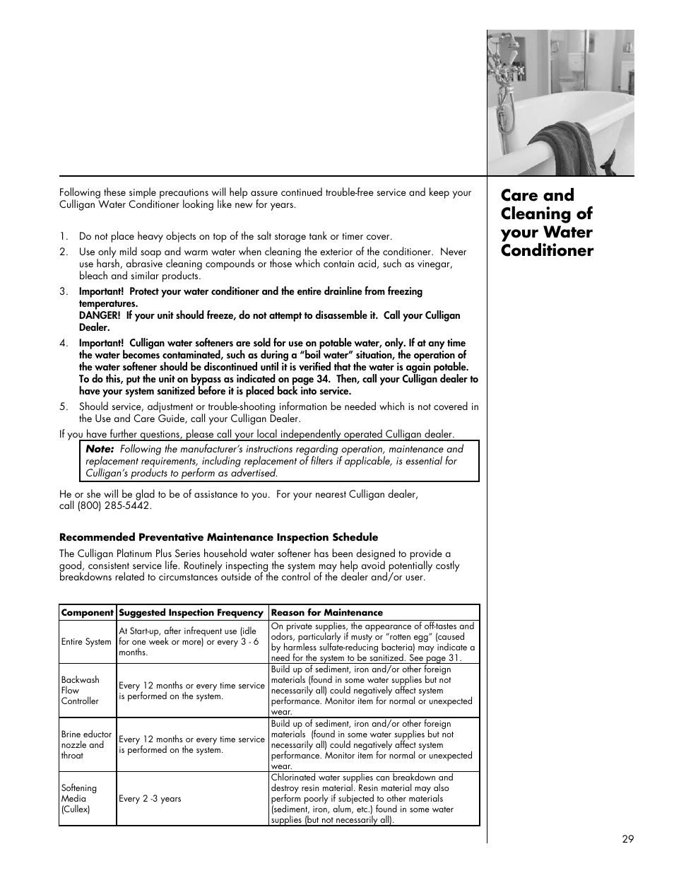 Care and cleaning of your water conditioner | Culligan Platinum Plus Series User Manual | Page 33 / 60