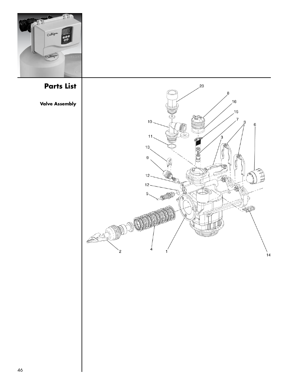 Parts list | Culligan Platinum Plus Series User Manual | Page 50 / 60