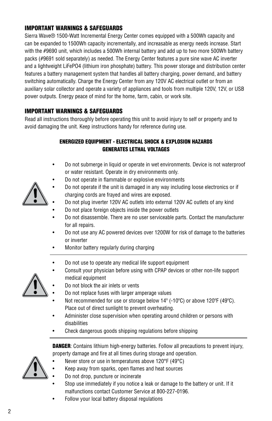 Aervoe 500-Watt Battery Pack User Manual | Page 2 / 12