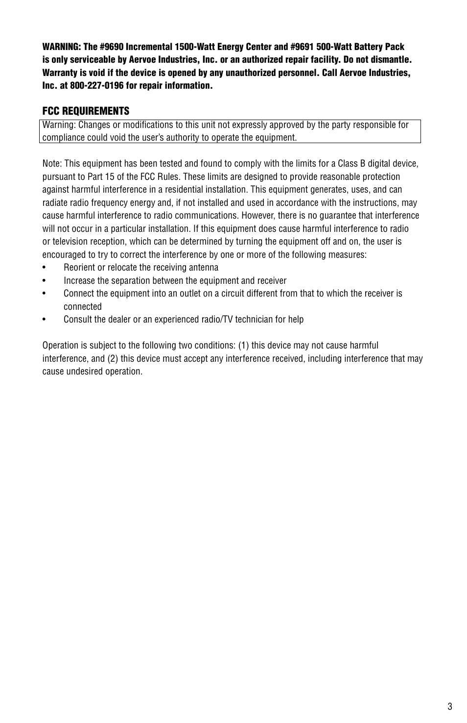 Aervoe 500-Watt Battery Pack User Manual | Page 3 / 12