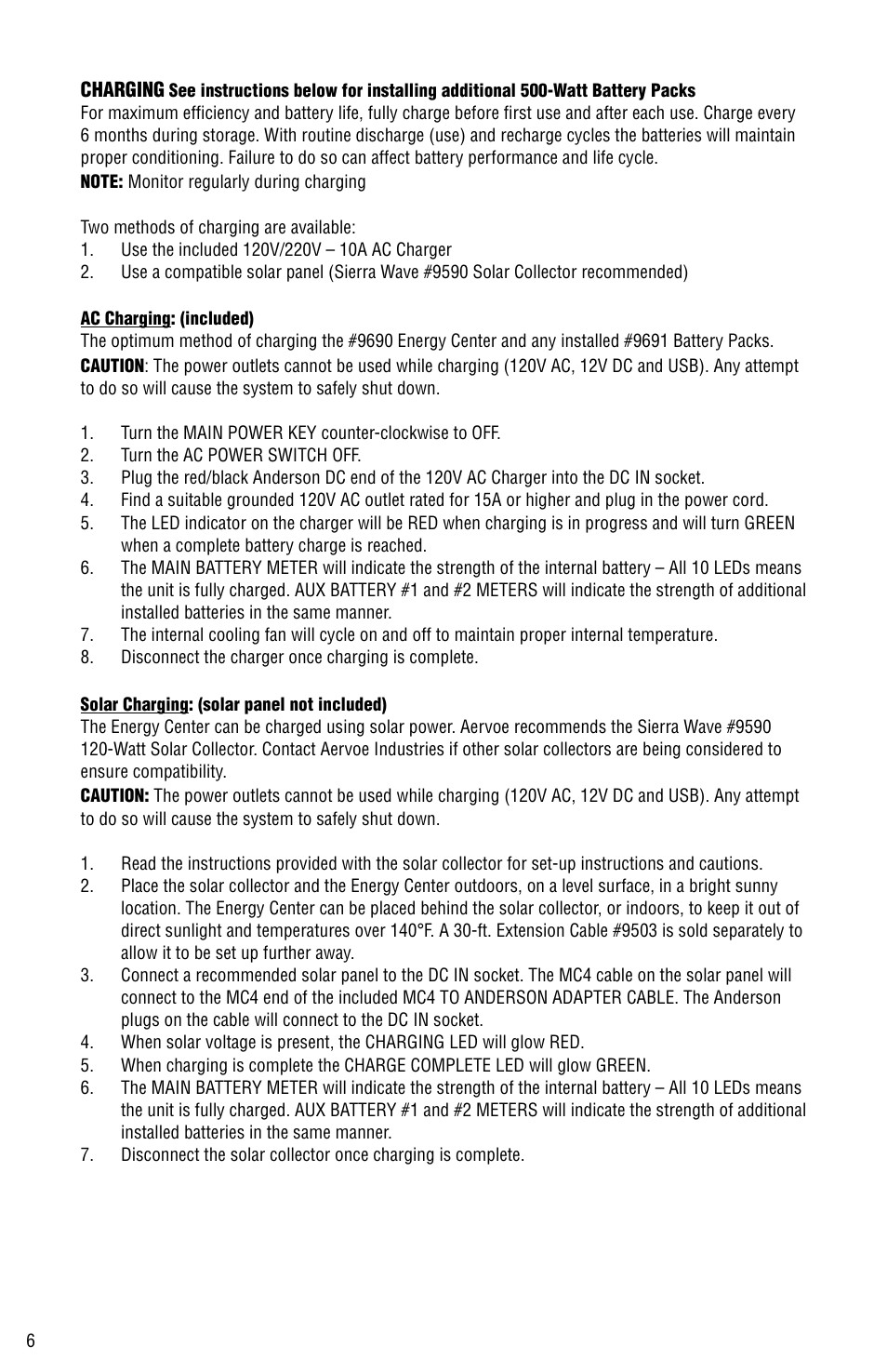 Aervoe 500-Watt Battery Pack User Manual | Page 6 / 12