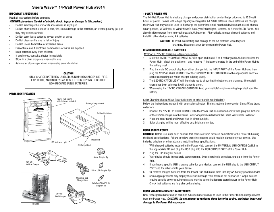 Aervoe 14-Watt Power Hub User Manual | 2 pages