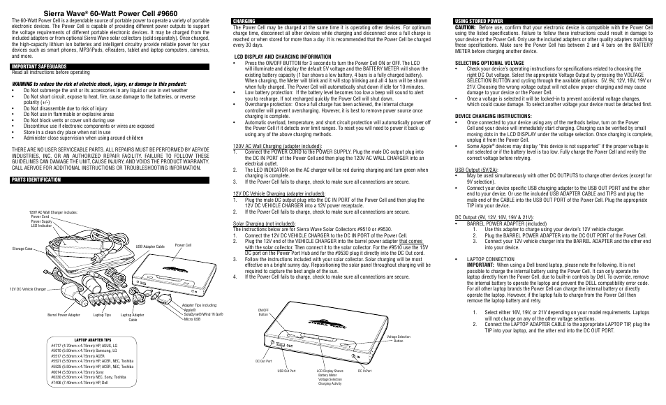 Aervoe 60-Watt Power Cell User Manual | 2 pages